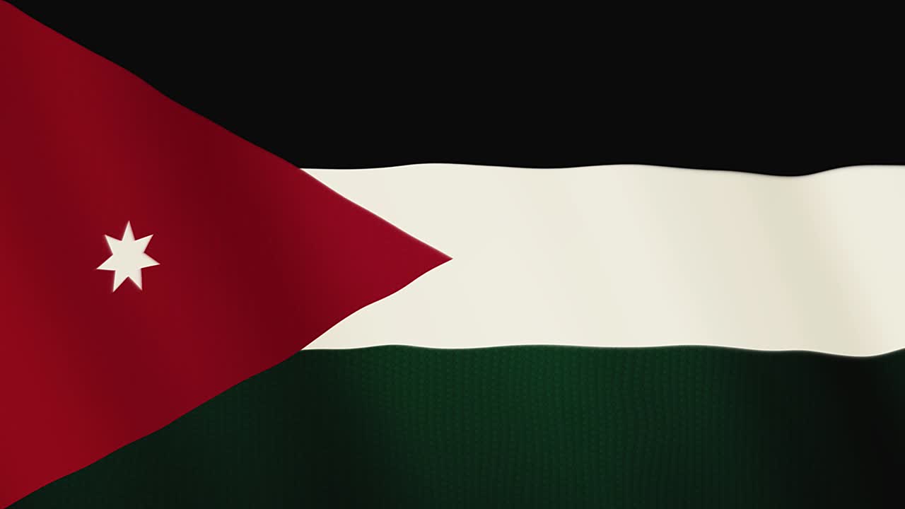 animación de la bandera de jordania agitando. pantalla completa. símbolo del país
