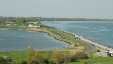 Scenic-Coastal-Road-in-Sydals,-Denmark:-Picturesque-View-by-the-Water