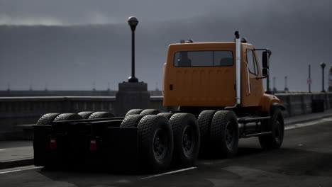 big lorry truck on the bridge