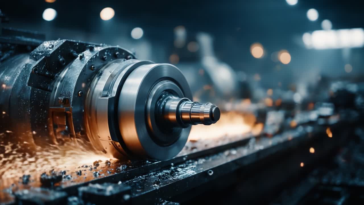 Dynamic Precision Engineering: A Glimpse into the World of High-Speed Machining, Showcasing the Artistry of Metalworking in an Industrial Setting