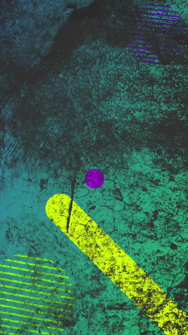 Animazione di schizzo di colore nero su forme geometriche su sfondo blu