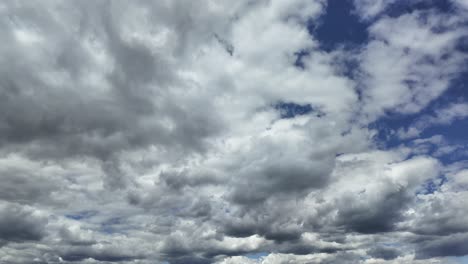 a timelapse of a cloudscape, low angle view, of cottony white stratus and cumulus clouds evolving under a deep blue sky. 4k