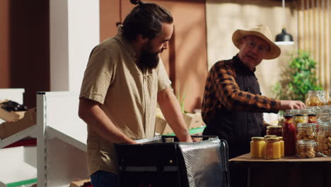 man delivers local supermarket food