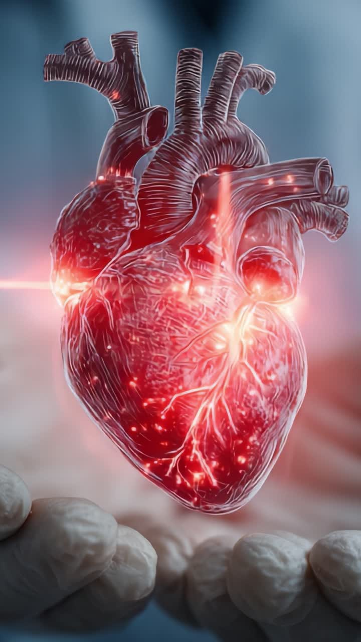 A Stunning Visualization of a Heart in Motion, Demonstrating the Intricate Anatomy and Vitality of Cardiac Function with a Mesmerizing Glow Effect