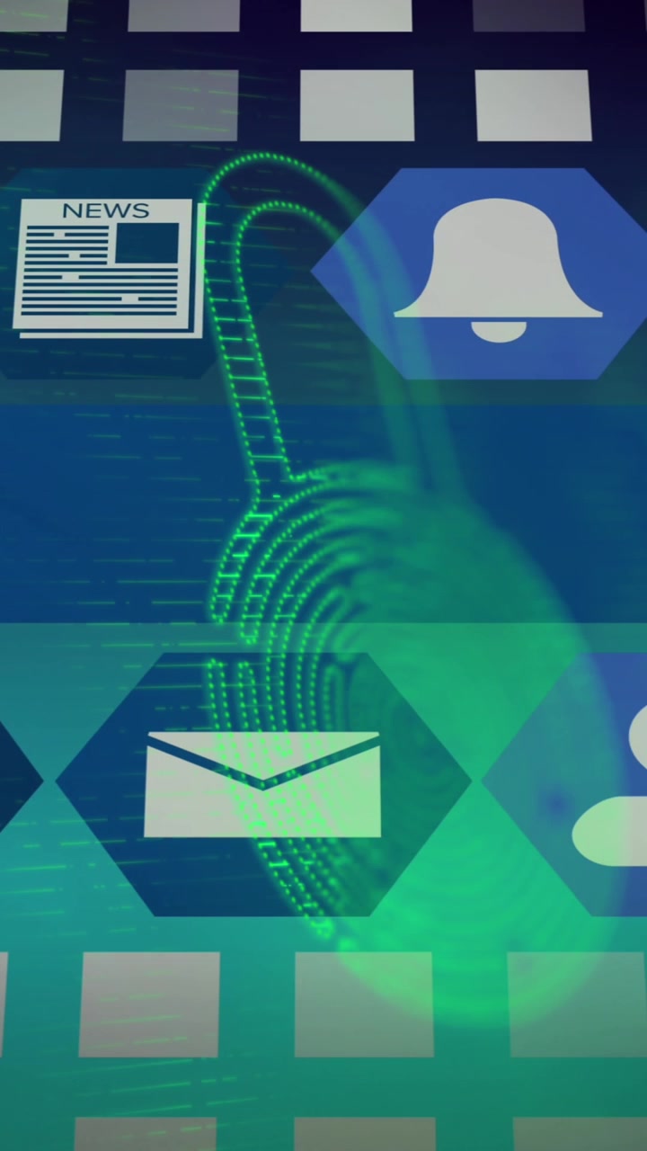 Animation of media icons over padlock