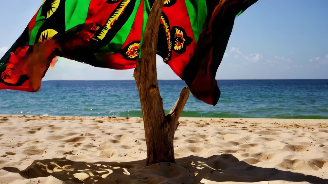 Colorful Beach Umbrella on a Tropical Beach