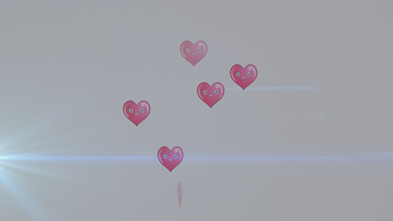 색 바탕에 있는 심장 위의 빛의 흔적 애니메이션