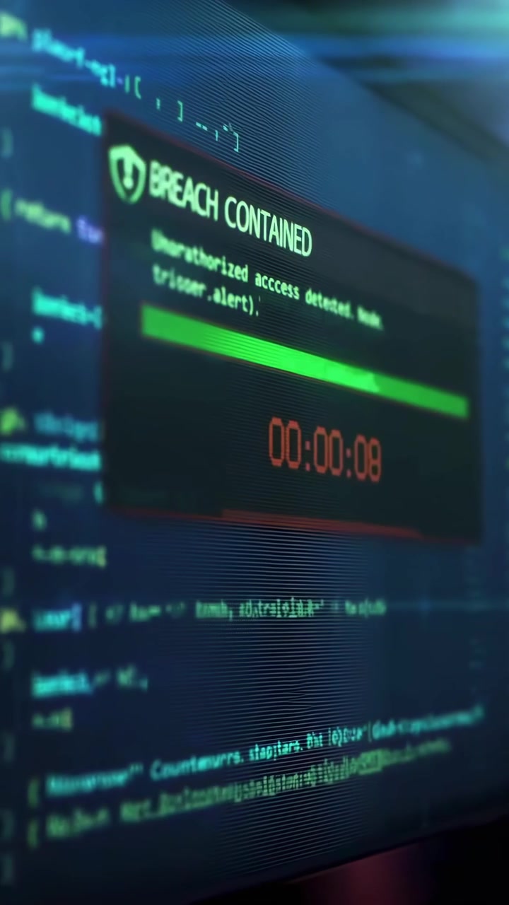 Cybersecurity Breach Alert and Containment Process on Computer Screen