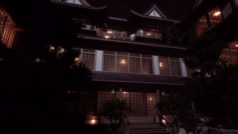 traditional japanese house at night