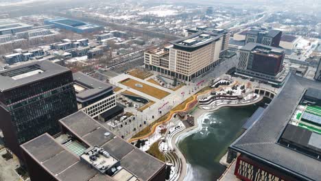 aerial view of urbanistically designed modern buildings in future city, xiongan, hebei province, china