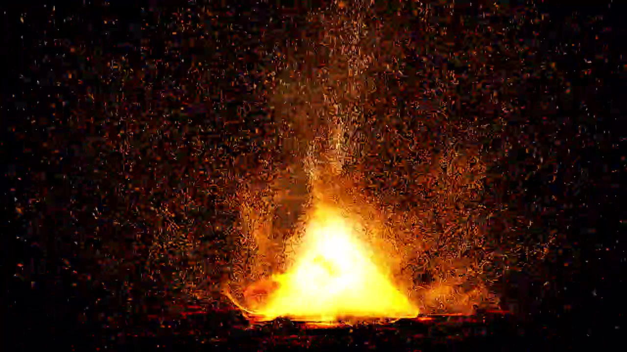 Volcanic fire burst with alpha channel