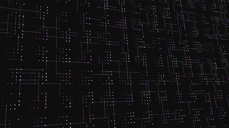 Vibrant circuit board pattern colorful dot grid for web design or creative projects