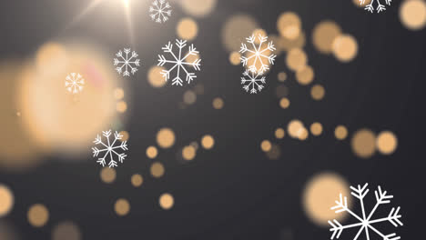animación de nieve que cae y manchas brillantes sobre un fondo negro