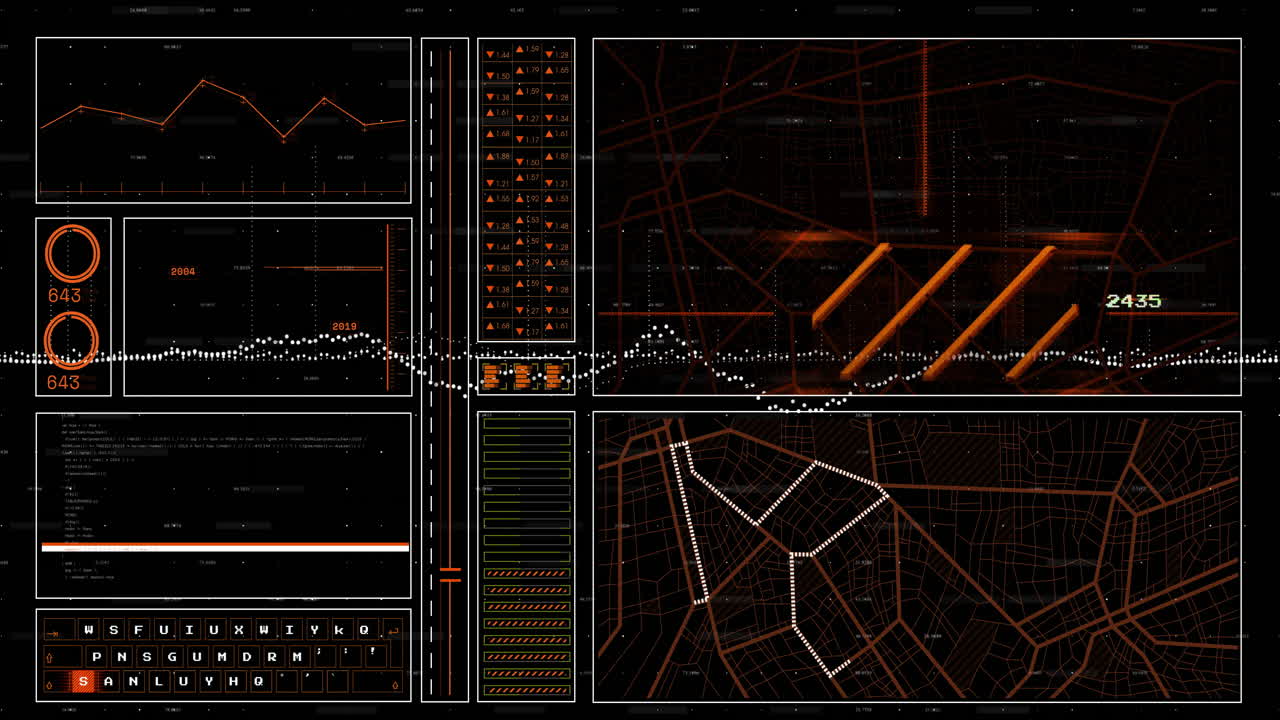 Creating animation with graphs and charts for data visualization on dark interface