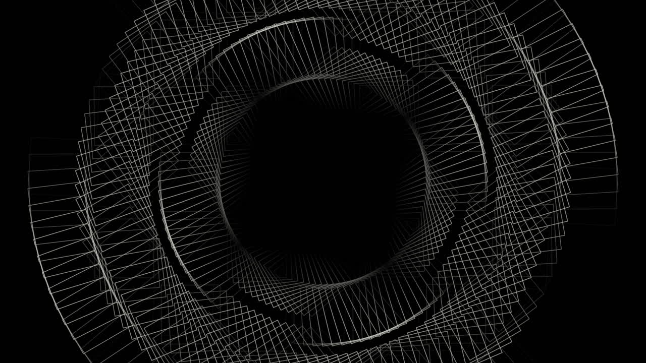 Futuristic and spiral white geometric circles in dark galaxy