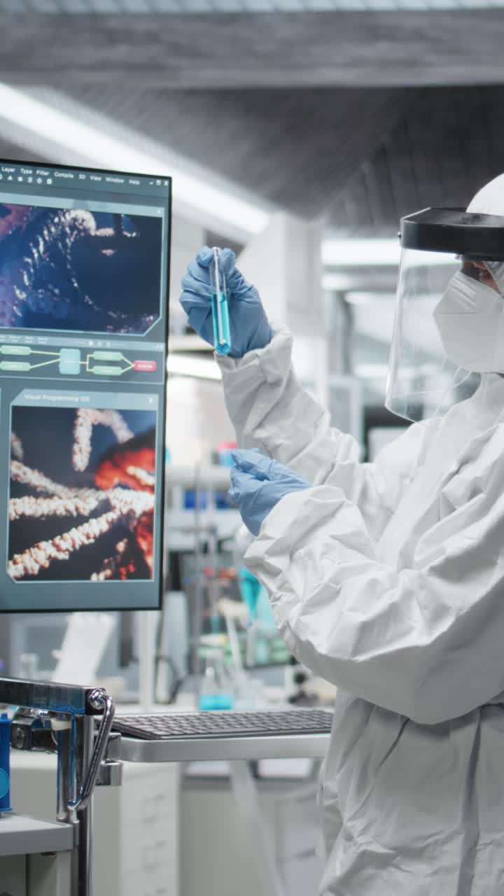 Vertical Video Medic in protective gear collecting data on infection spread