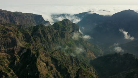 drone footage of madeira's mountainous region