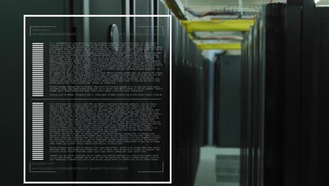 Animation-of-interface-with-data-processing-against-computer-server-room