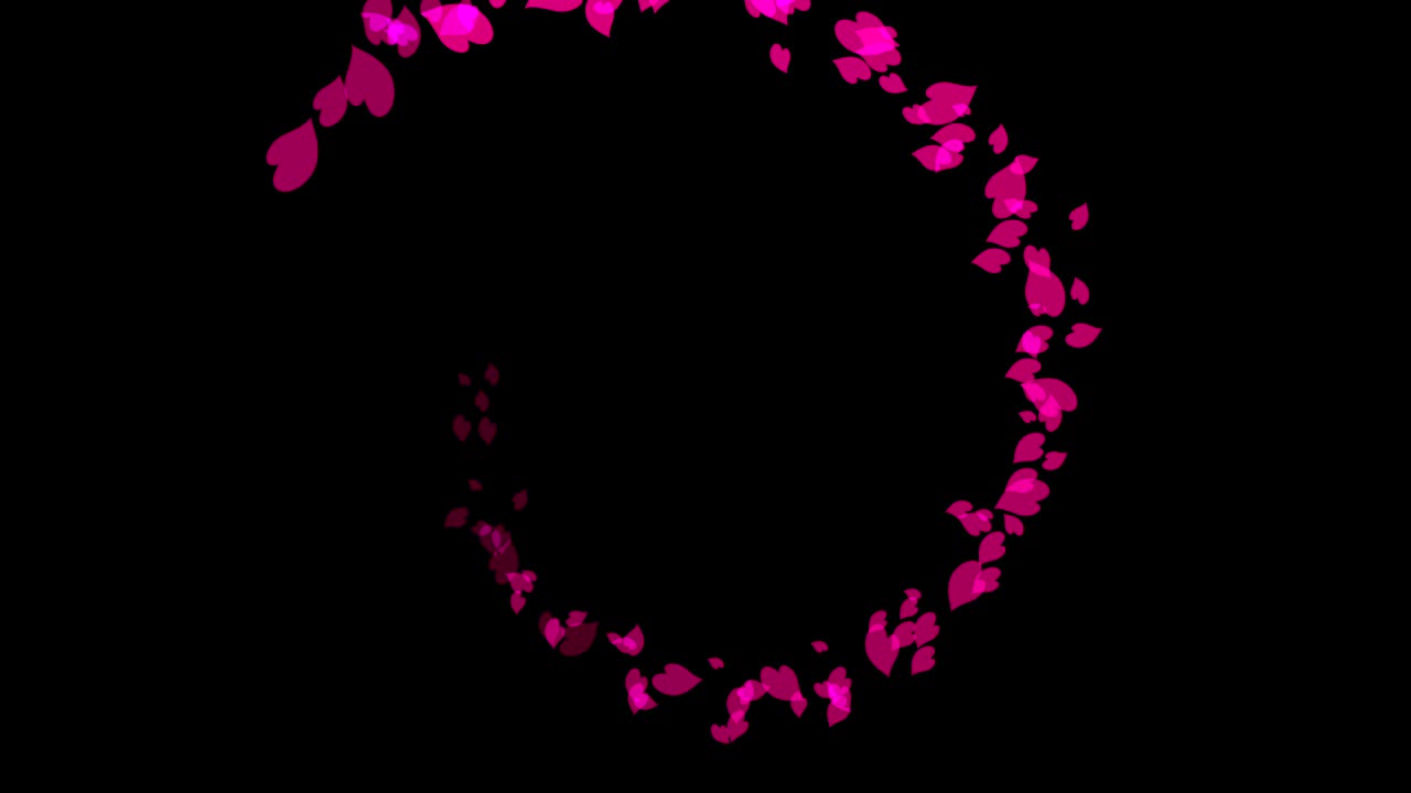 핑크 하트 발렌타인 데이 기호: 스파이럴 서클 패턴, 루프 애니메이션, 알파 채널과 함께 검은 바탕에 4k