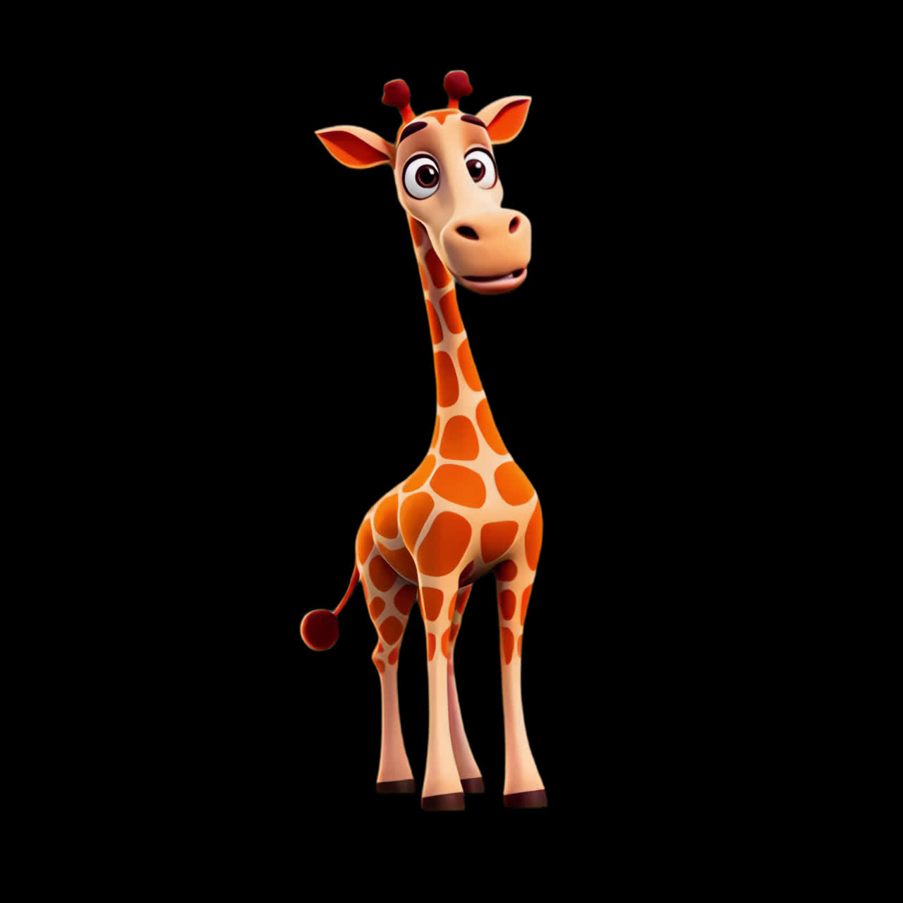 Girafa, animação 3D de animal, recurso isolado, vídeo transparente em 4K, canal alfa, ProRes 4444