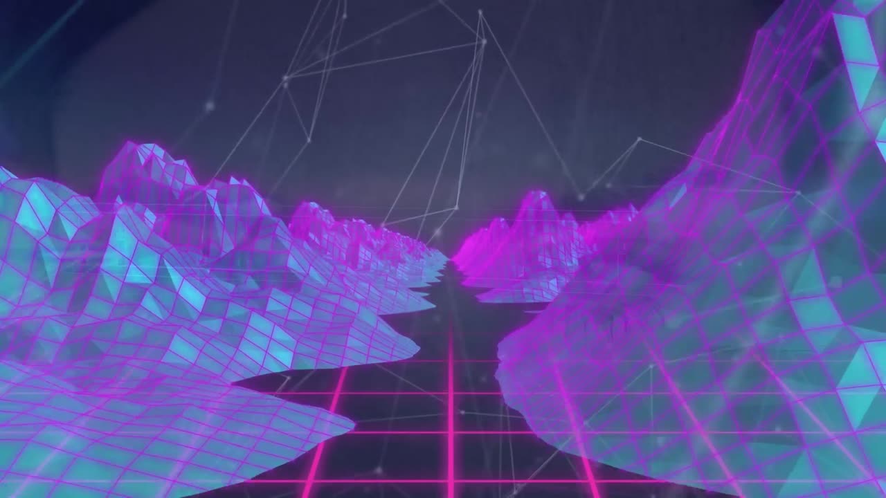 animación de la red de conexiones en el paisaje digital