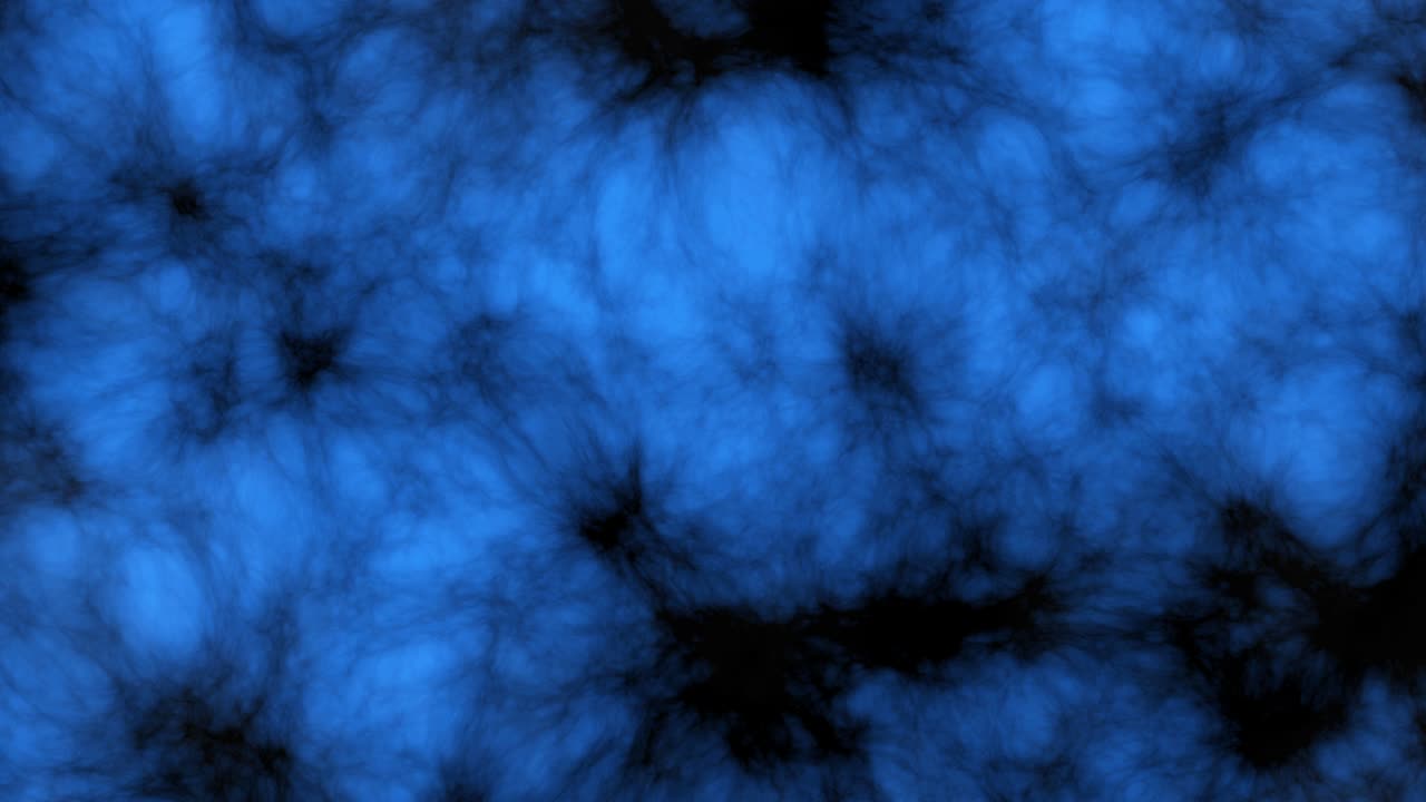 Fumo blu VFX in avvicinamento su sfondo nero