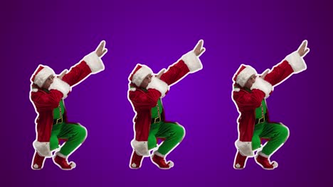 feliz navidad, año nuevo. diseño de stop motion, animación de arte. hombre de baile como mal santa claus. danza de moda en rojo. gracioso, moderno, conceptual, contemporáneo brillante 4k artcollage. concepto de tiempo de fiesta