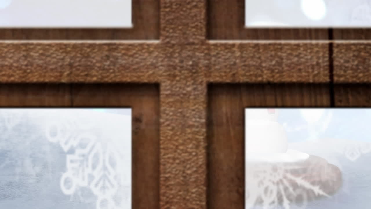 창문 을 통해 볼 수 있는 겨울 풍경 과 눈 구름 의 애니메이션