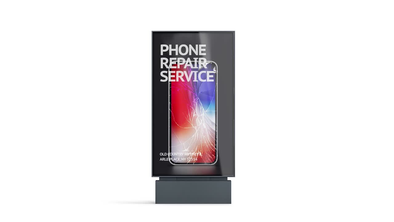 estandarte de pilar negro en blanco con maqueta de publicidad, interruptor en bucle