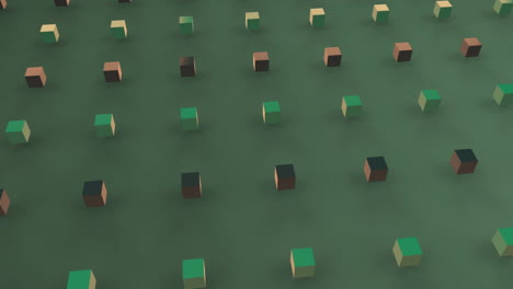 cubos 3d en movimiento en primer plano verde