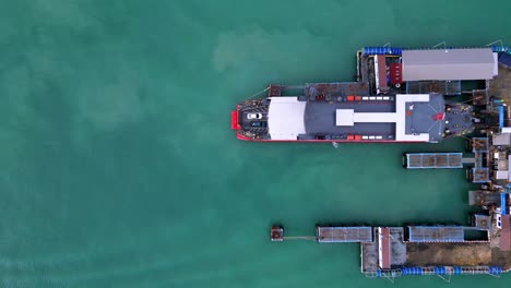 koh samui ferry pier, ship drone shot, 4k, thailand, surat thani