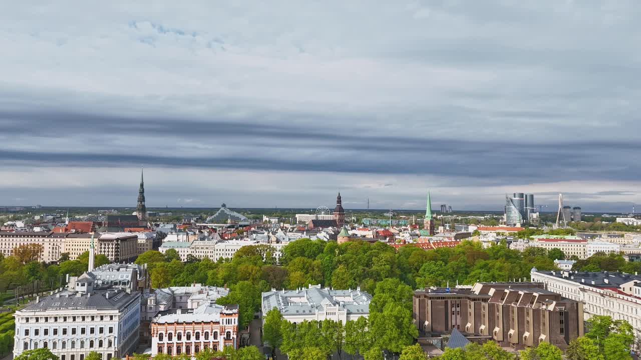Time-lapse of Esplanade, Riga, blending stunning Latvian architecture and lush nature.