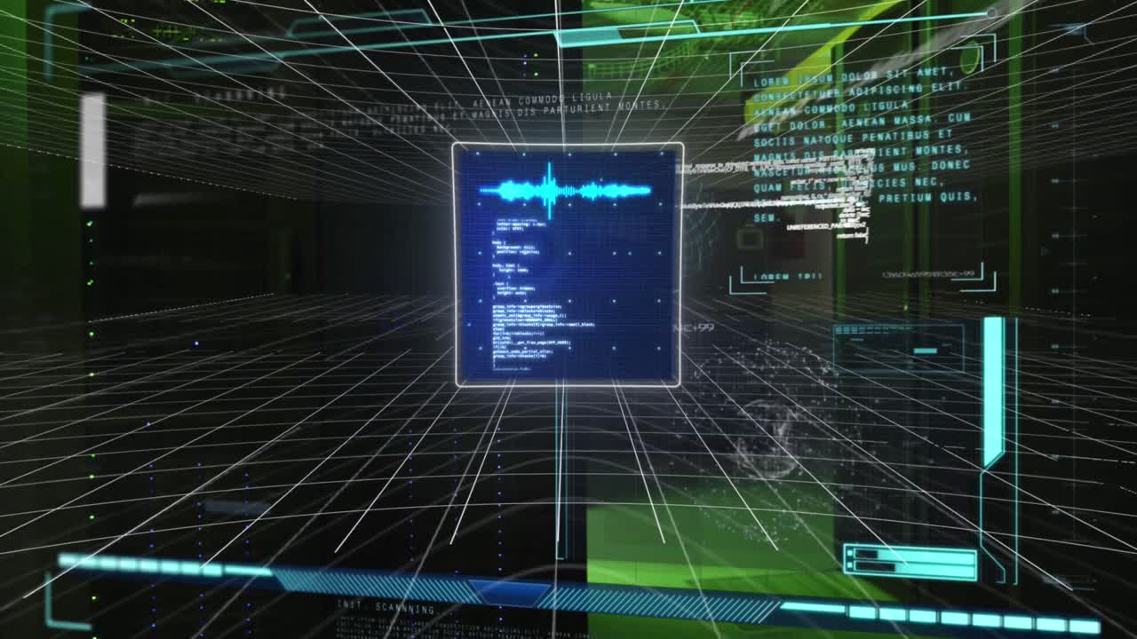 Animation of computing data processing over screens