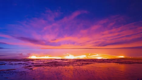 night sky and light painting on the beach