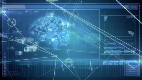 animation of communication network over interface with brain and processing data