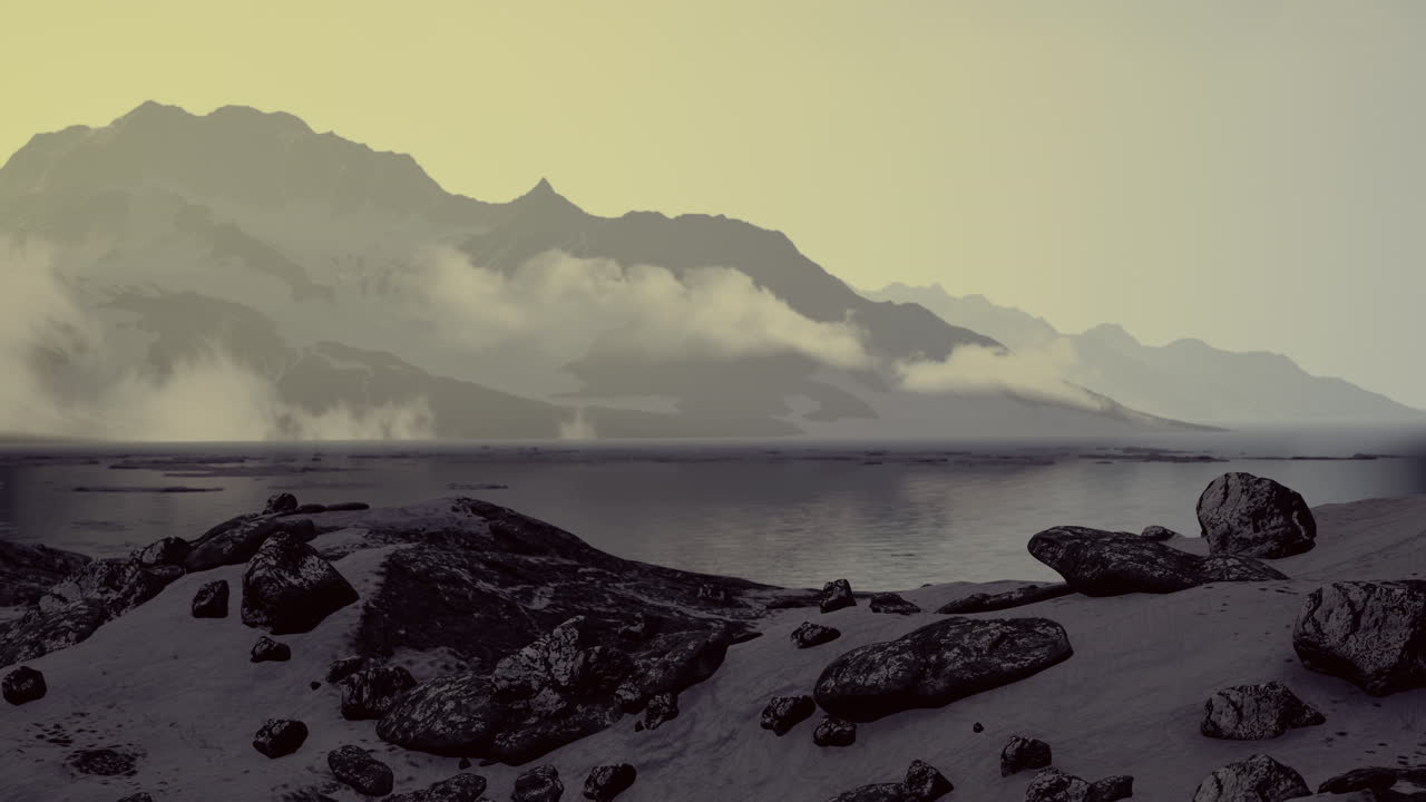 playa con grandes piedras redondas en la costa del mar de barents en el ártico