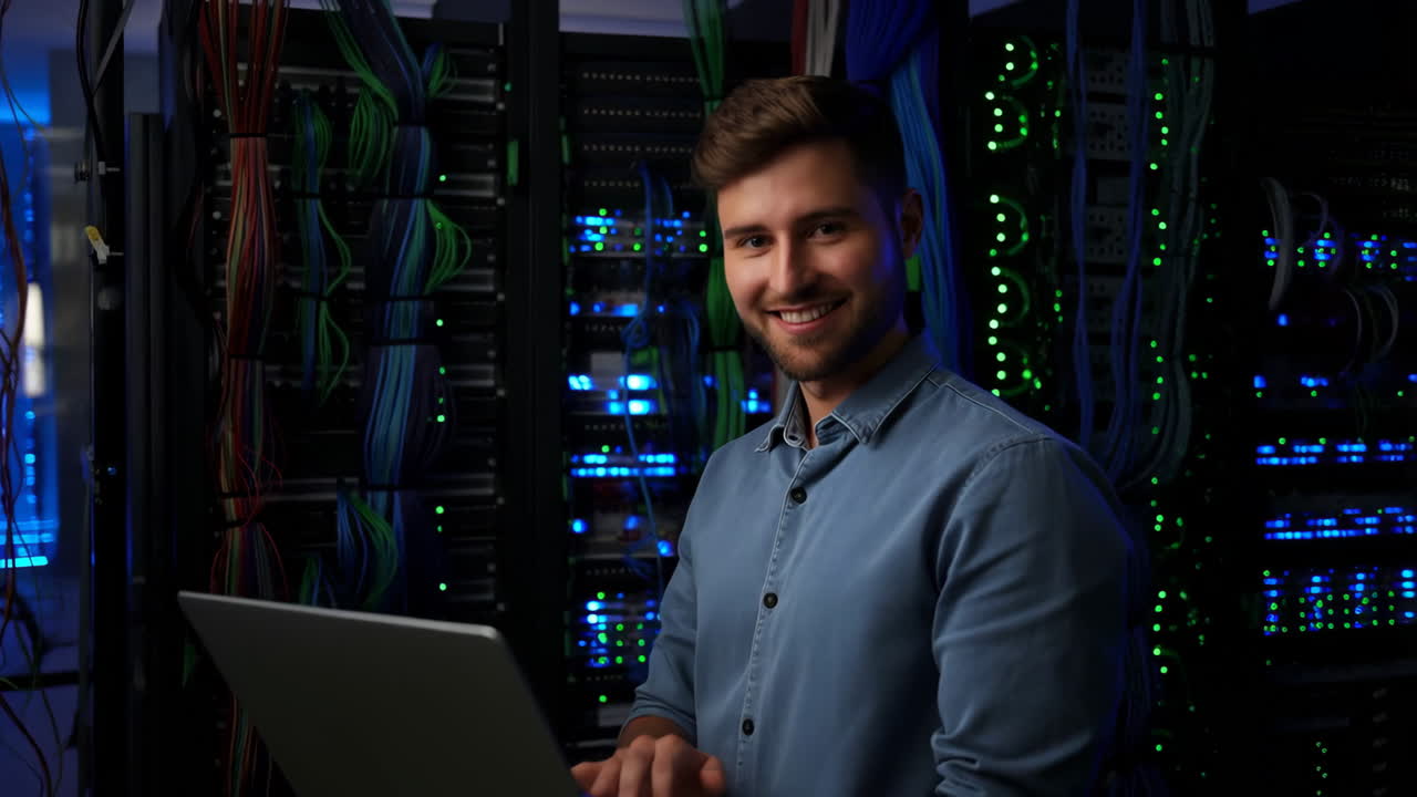 profesional en una sala de servidores