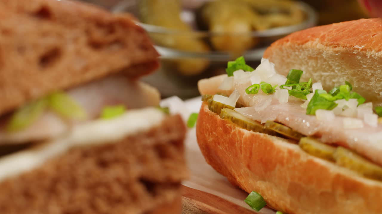 Preparing Smoked Herring Sandwiches