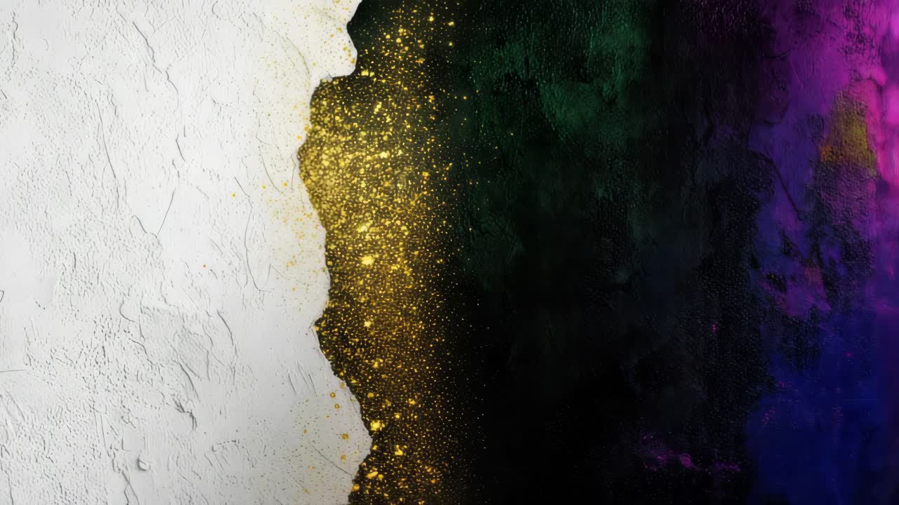 Abstract Concrete Wall with Gold Glitter and Vibrant Colors