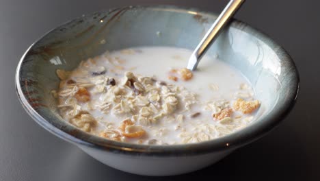 harina de avena en un tazón con leche
