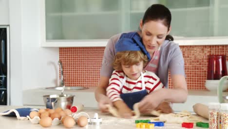 madre e hijo cocinando juntos