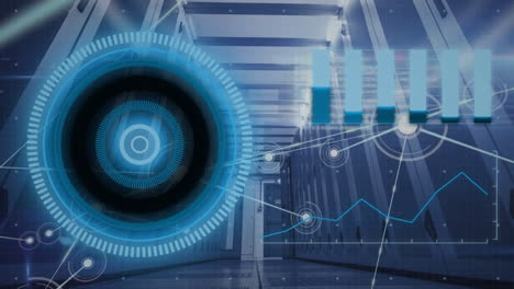 animación del procesamiento de datos a través de servidores informáticos