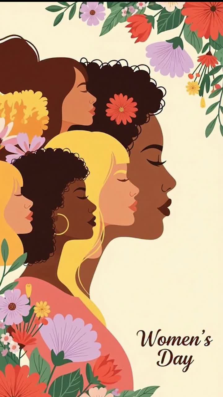 Diverse women celebrating international women's day animation
