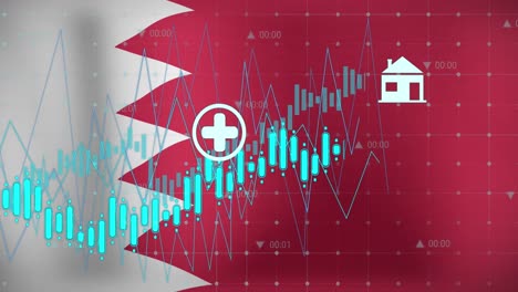 Animation-of-data-processing-over-flag-of-bahrain