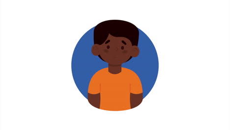 joven afro con una camisa naranja animación
