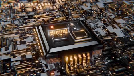 high-tech cpu on circuit board