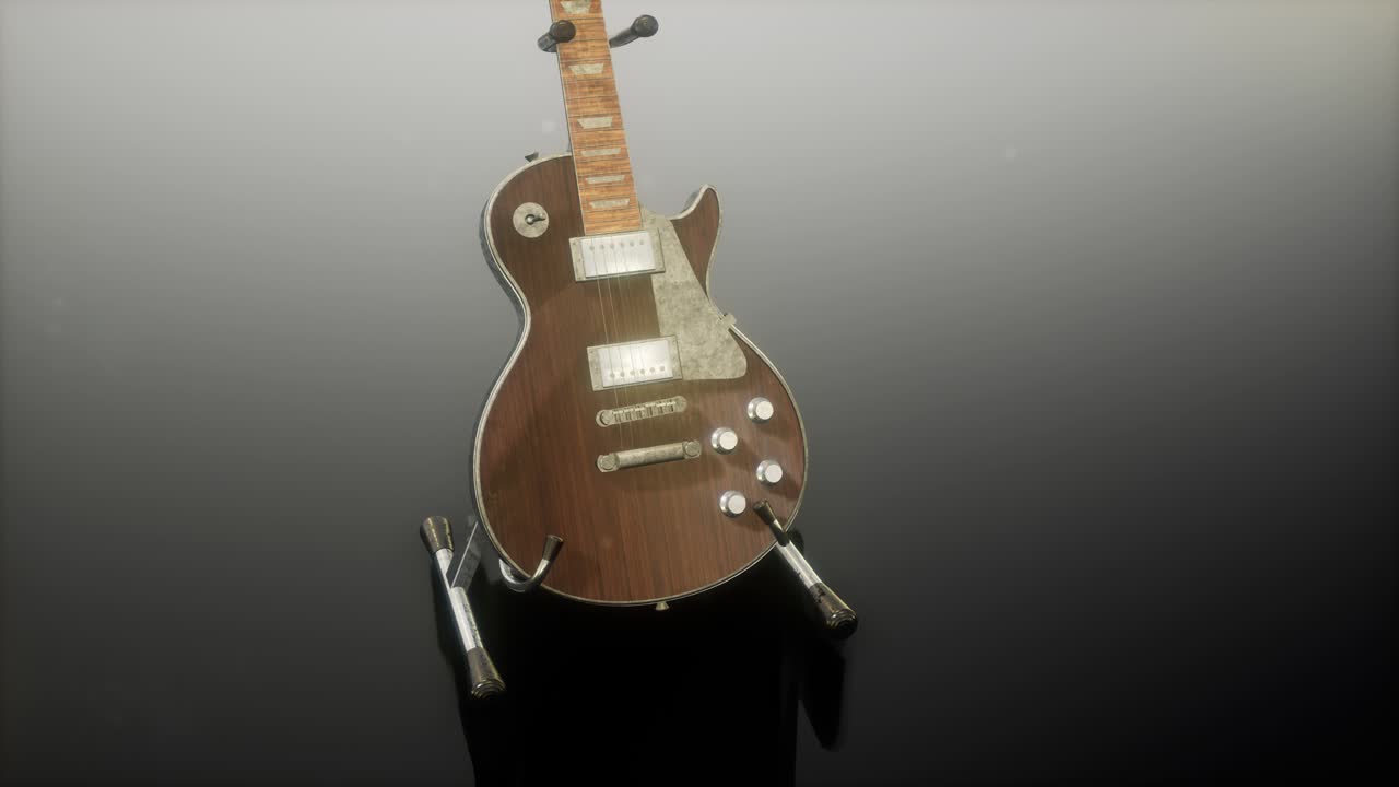 guitarra eléctrica de bucle en la oscuridad con luces brillantes