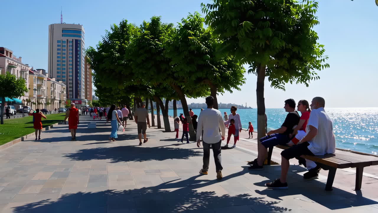 Coastal City Promenade on a Sunny Day