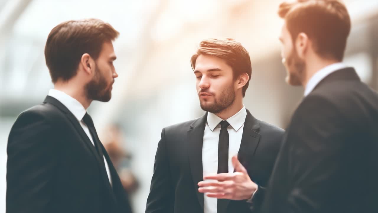 Business Professionals Engaging in a Productive Conversation at a Corporate Event, Showcasing Key Elements of Networking and Collaboration Among Peers