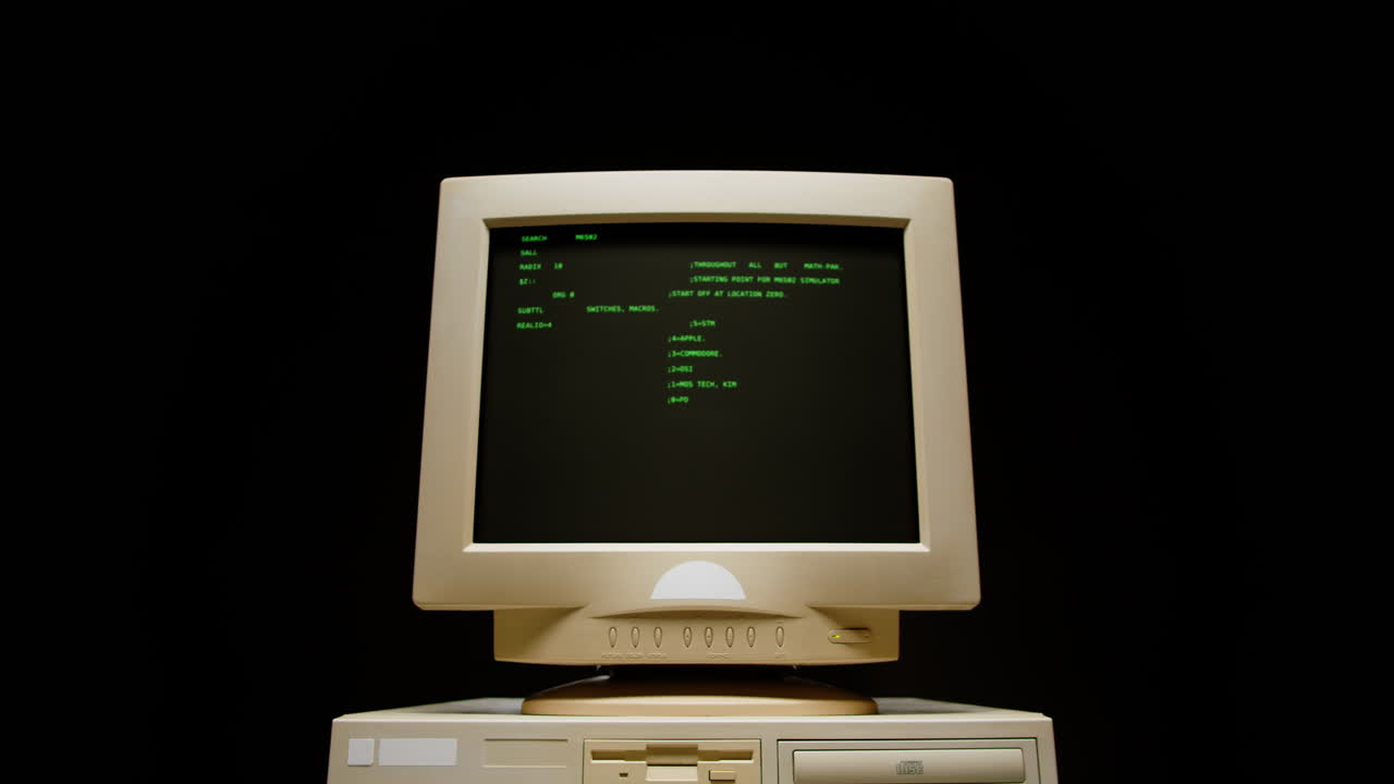 Vintage Computer Monitor Displaying Boot Up Screen